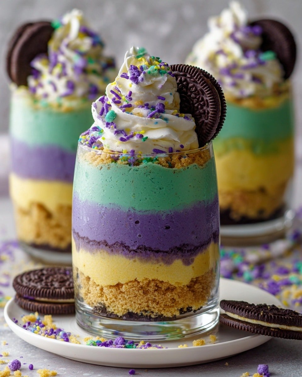 Ghoulishly Fun Beetlejuice Mini Trifles for Halloween Recipe - Recipe Image — Ghoulishly Fun Beetlejuice Mini Trifles, Halloween dessert ideas, spooky Halloween treats, layered mini trifles, festive seasonal desserts