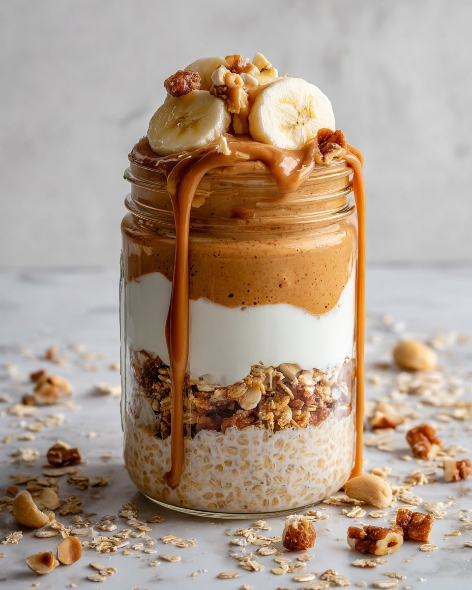 Peanut Butter Banana Overnight Oats Recipe - Recipe Image — Peanut Butter Banana Overnight Oats, healthy overnight oats, easy breakfast recipes, nutritious banana oats, creamy breakfast ideas