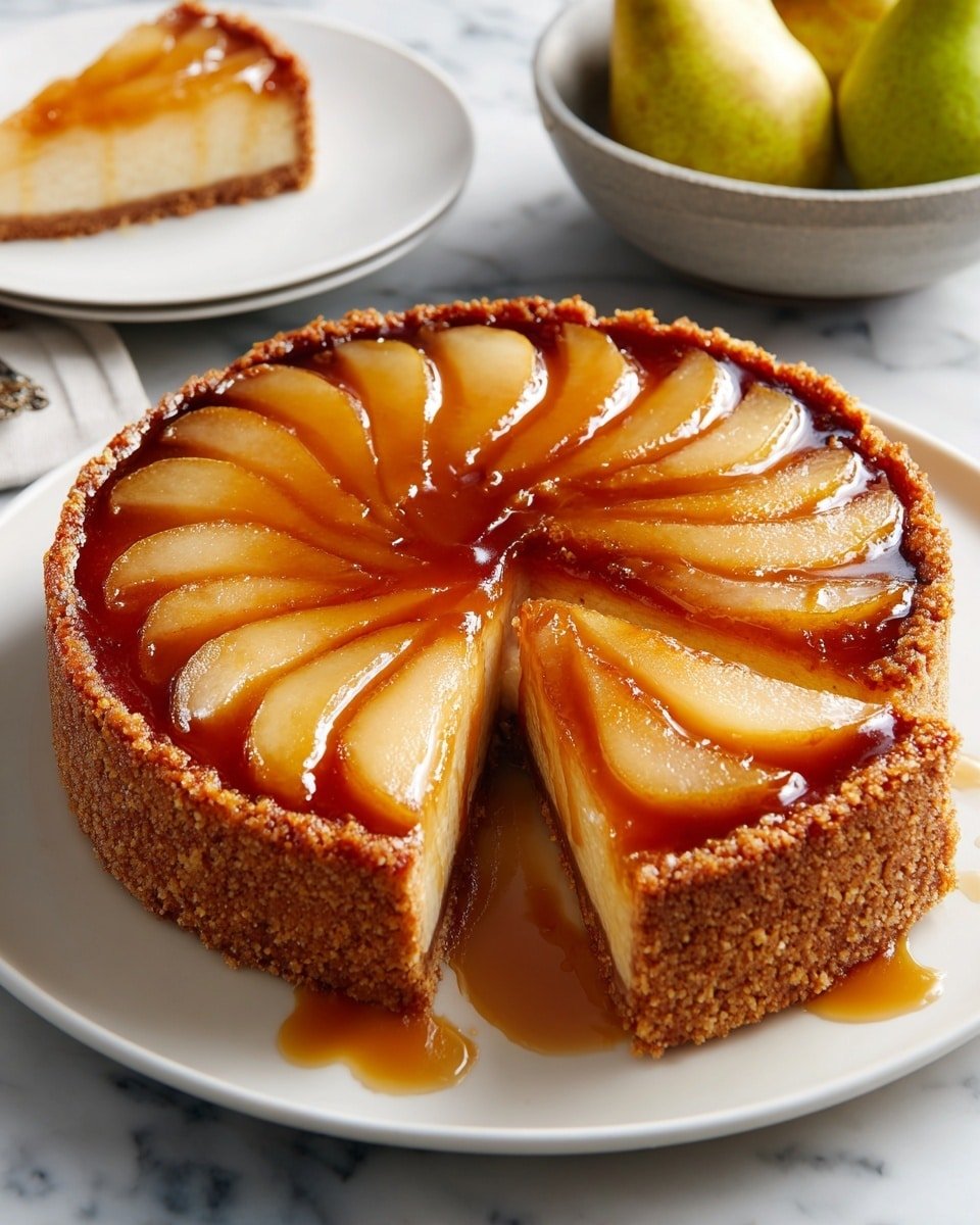 Pear Tarte Tatin Recipe - Recipe Image — Pear Tarte Tatin, caramelized pear tart, French dessert with pears, easy pear tart recipe, baked pear dessert