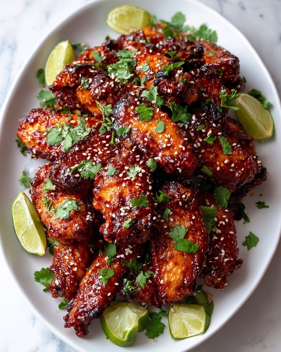Sweet and Spicy Sriracha Baked Chicken Wings Recipe - Recipe Image — Sweet and Spicy Sriracha Baked Chicken Wings, spicy baked chicken wings, honey lime chicken wings, crispy chicken wing recipes, easy chicken wing ideas