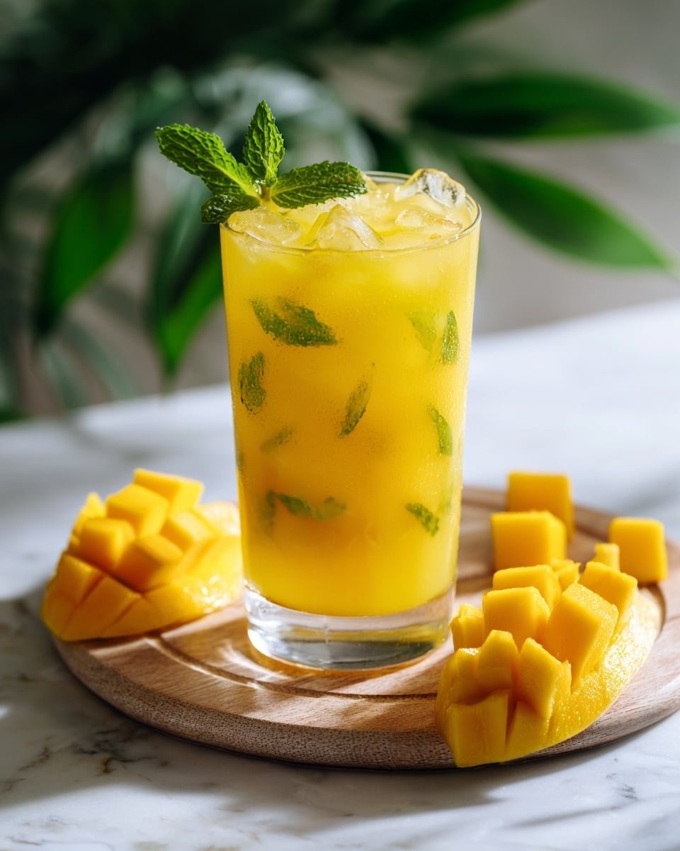 Mango Mojito Cocktail Recipe - Recipe Image — Mango Mojito Cocktail, Mango Mojito Drink, Tropical Mango Mojito, Easy Mango Mojito, Refreshing Mango Mojito Recipe