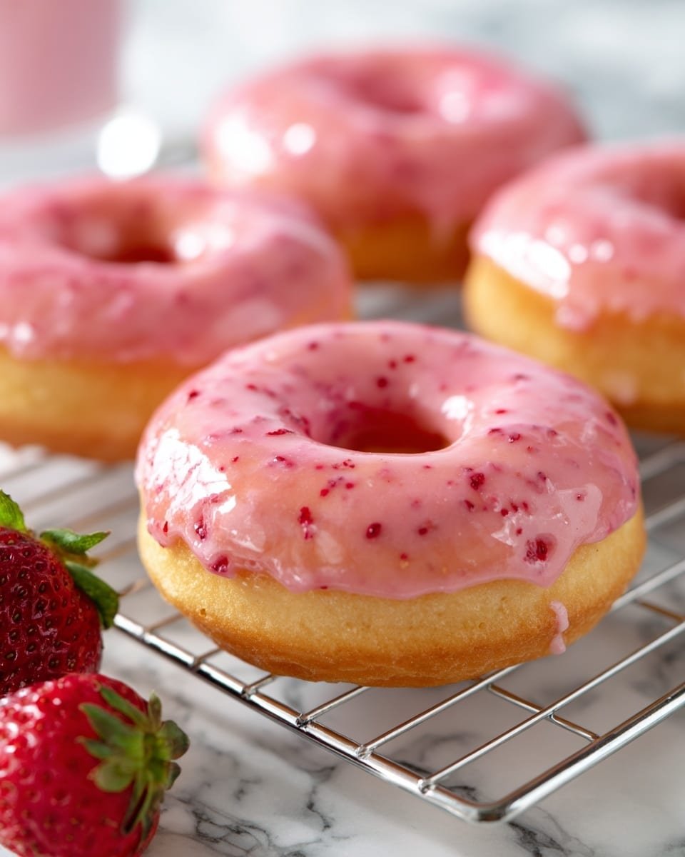 Strawberry Buttermilk Doughnuts Recipe - Recipe Image — Strawberry Buttermilk Doughnuts, homemade doughnuts with strawberries, easy doughnut recipes, beginner-friendly doughnuts, strawberry glazed doughnuts