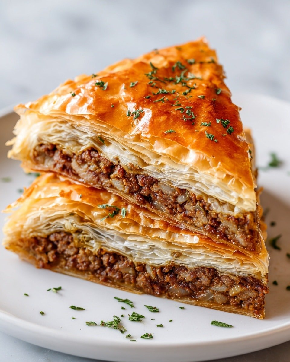 Kreatopita (Greek Meat Pie) Recipe - Recipe Image — Kreatopita Greek Meat Pie, Greek Meat Pie Recipe, How to Make Kreatopita, Traditional Greek Meat Pie, Homemade Kreatopita
