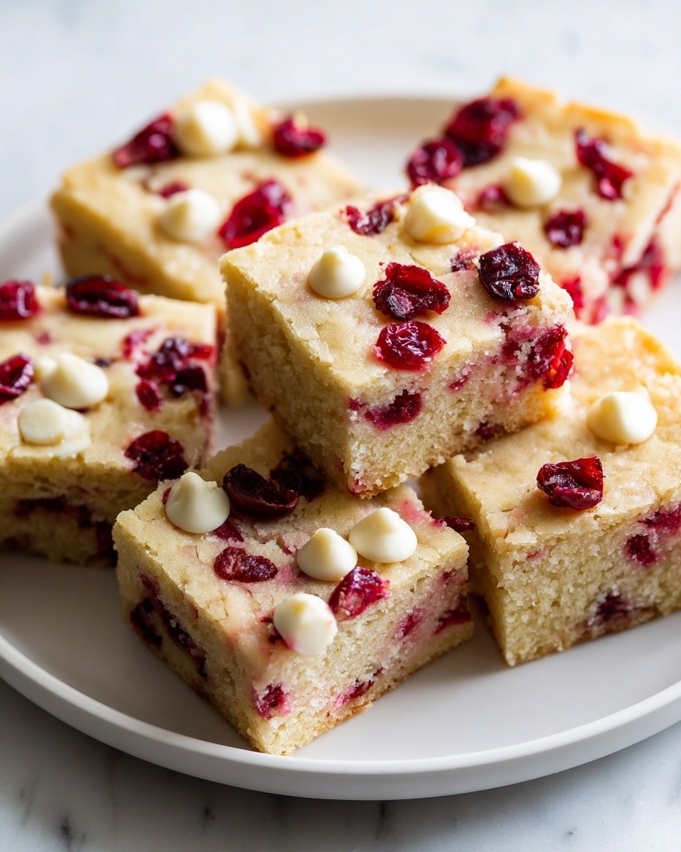 Cranberry White Chocolate Bliss Blondies Recipe - Recipe Image — Cranberry White Chocolate Bliss Blondies, cranberry blondies, white chocolate blondies, fruity dessert bars, quick blondie recipe