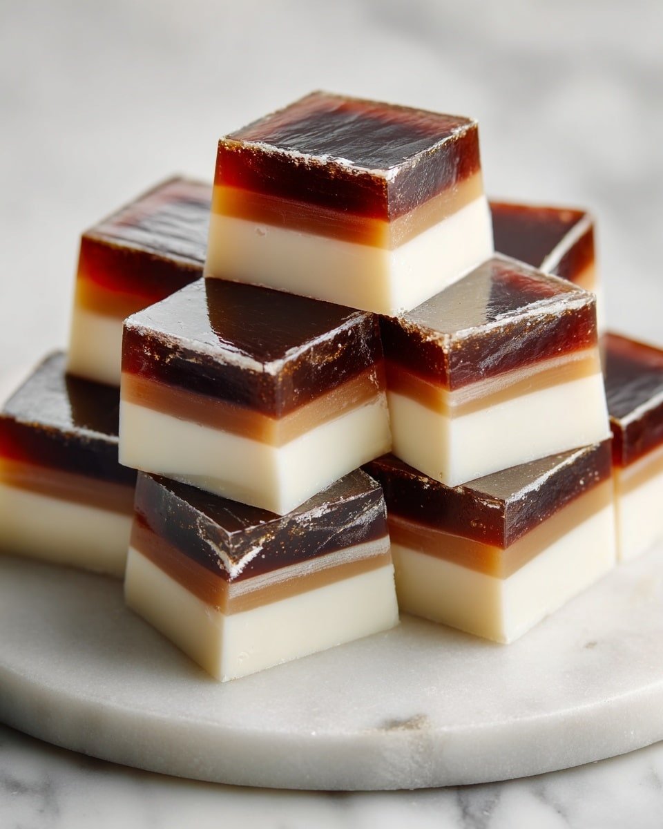 Vietnamese Coffee and Cream Jelly (Thạch Cà Phê) Recipe - Recipe Image — Vietnamese Coffee and Cream Jelly, Thạch Cà Phê recipe, Vietnamese dessert with coffee and coconut, layered coffee jelly recipe, tropical Vietnamese dessert