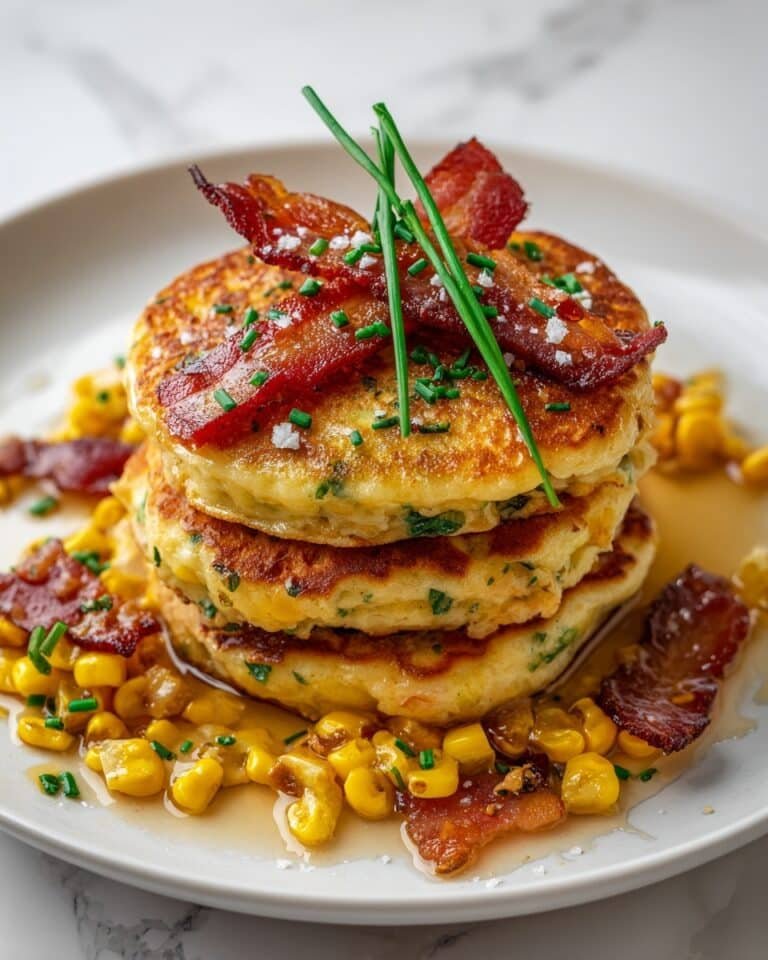 Bacon and Corn Griddle Cakes with Maple Syrup Recipe