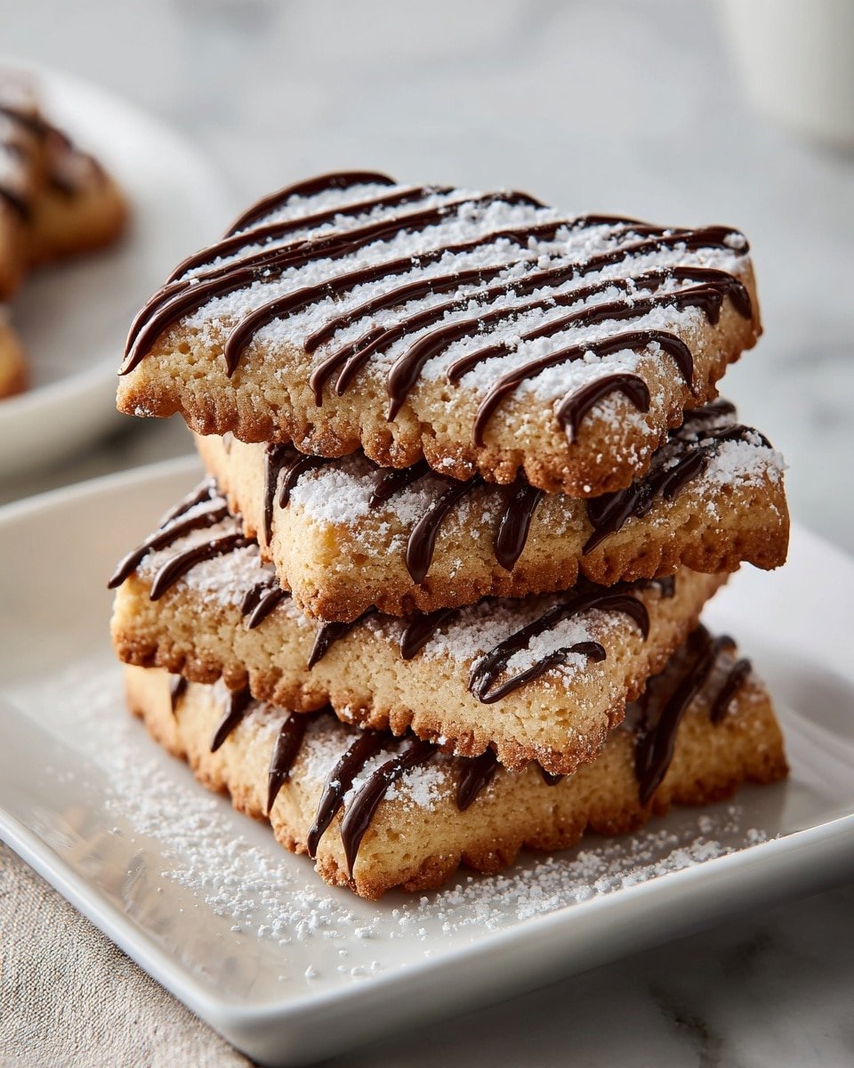 Almond Paste Cookies with Dark Chocolate and Sliced Almond Topping Recipe - Recipe Image — Almond Paste Cookies with Dark Chocolate and Sliced Almond Topping, almond paste cookies, chocolate glazed almond cookies, festive almond cookies, easy almond slice cookies