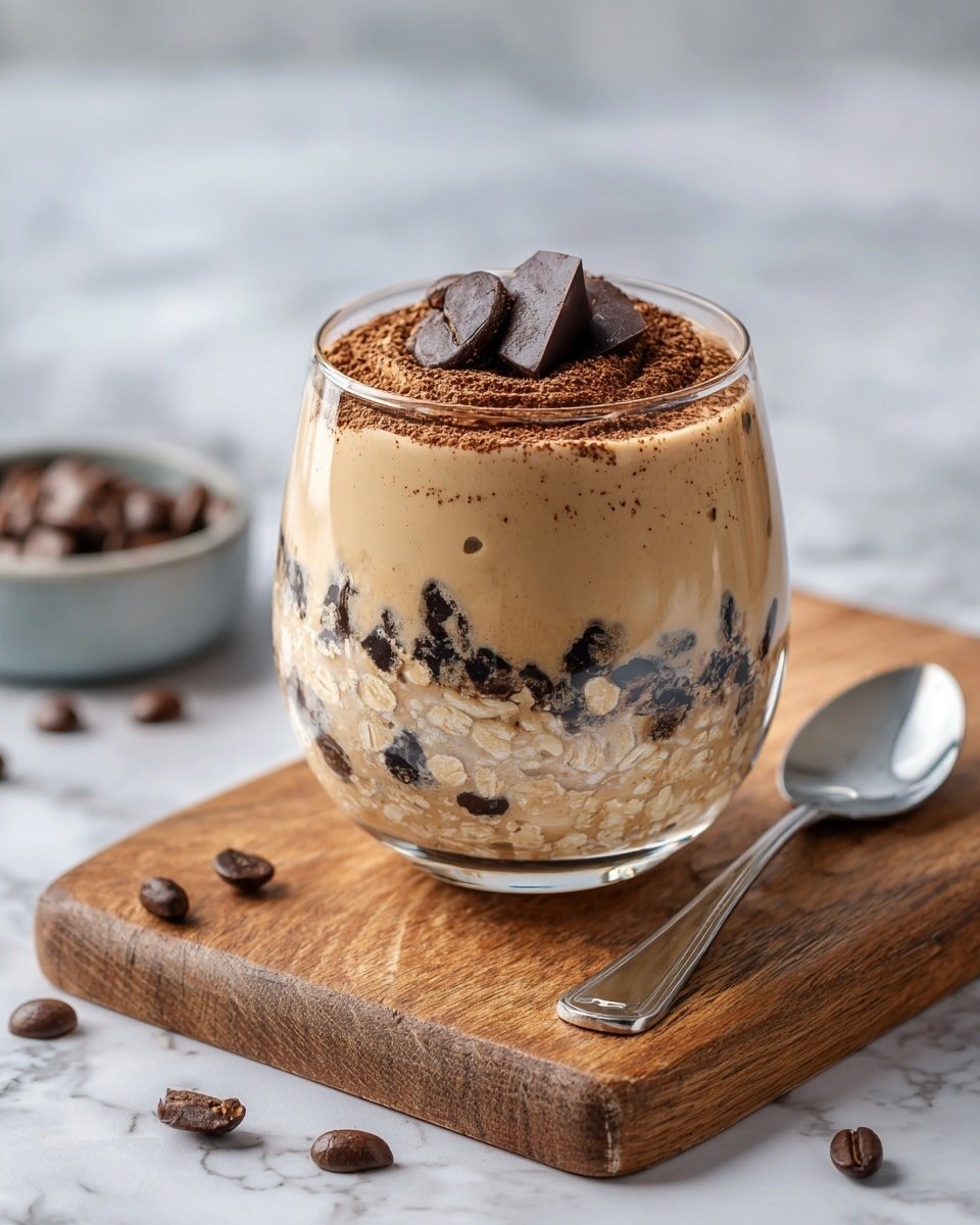 Decadent Mocha Coffee Overnight Oats Recipe - Recipe Image — Decadent Mocha Coffee Overnight Oats, mocha breakfast ideas, coffee oatmeal recipe, chocolate coffee overnight oats, easy morning overnight oats