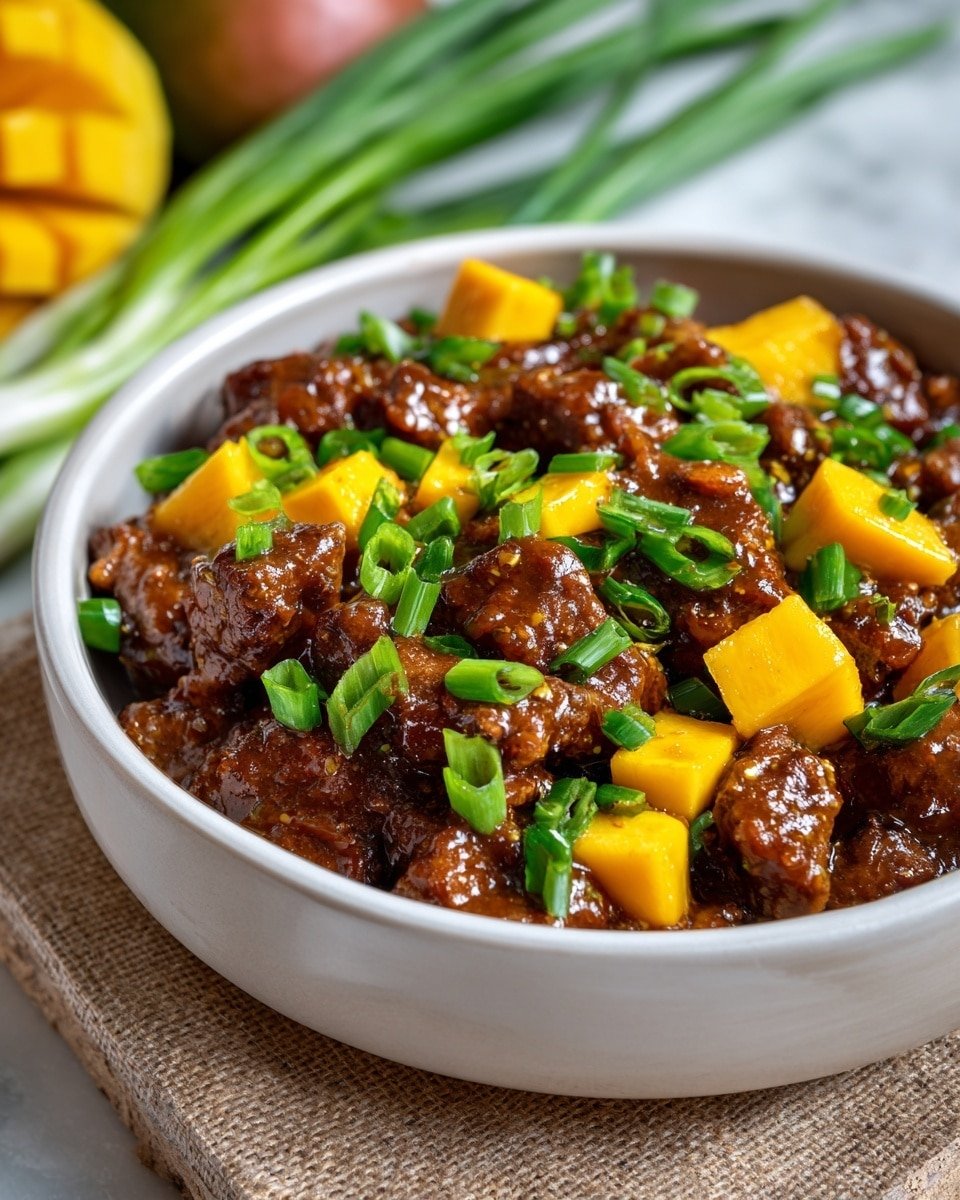 Chinese Style Mango Chicken Stir Fry Recipe - Recipe Image — Chinese Style Mango Chicken Stir Fry, Mango Chicken Stir Fry, Chinese stir-fry recipes, quick mango chicken dish, easy chicken and mango recipe