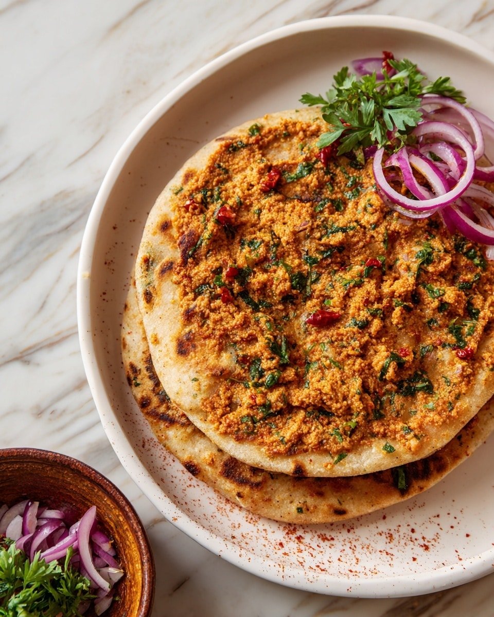 Lahmacun Recipe - Recipe Image — Lahmacun Turkish flatbread, how to make Lahmacun, authentic Lahmacun topping, Turkish street food Lahmacun, homemade Lahmacun recipe