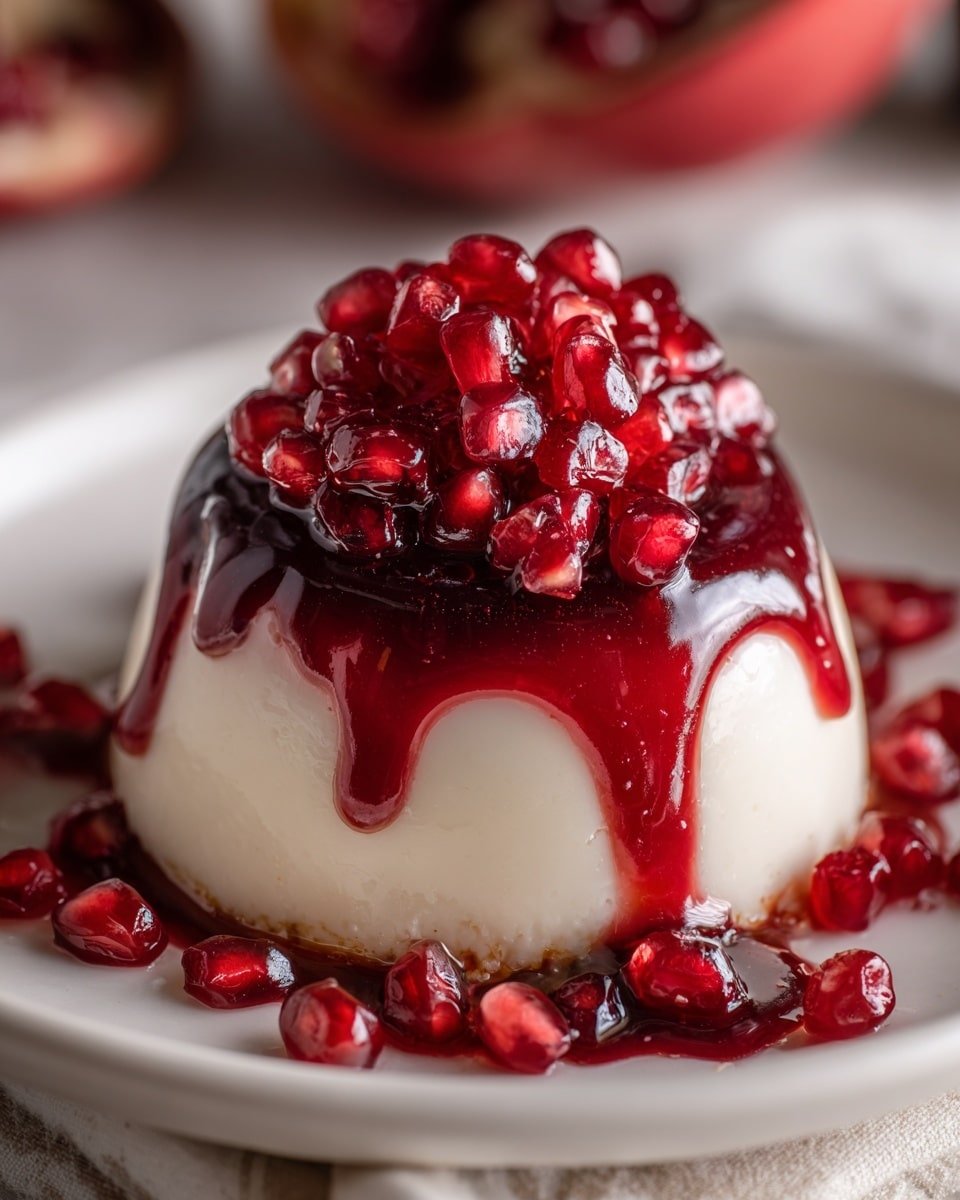 Glossy Pomegranate Mousse Dome with Chocolate Shell Recipe - Recipe Image — Glossy Pomegranate Mousse Dome with Chocolate Shell, pomegranate mousse dessert, chocolate shell dessert, elegant mousse dome, fruit-topped chocolate mousse