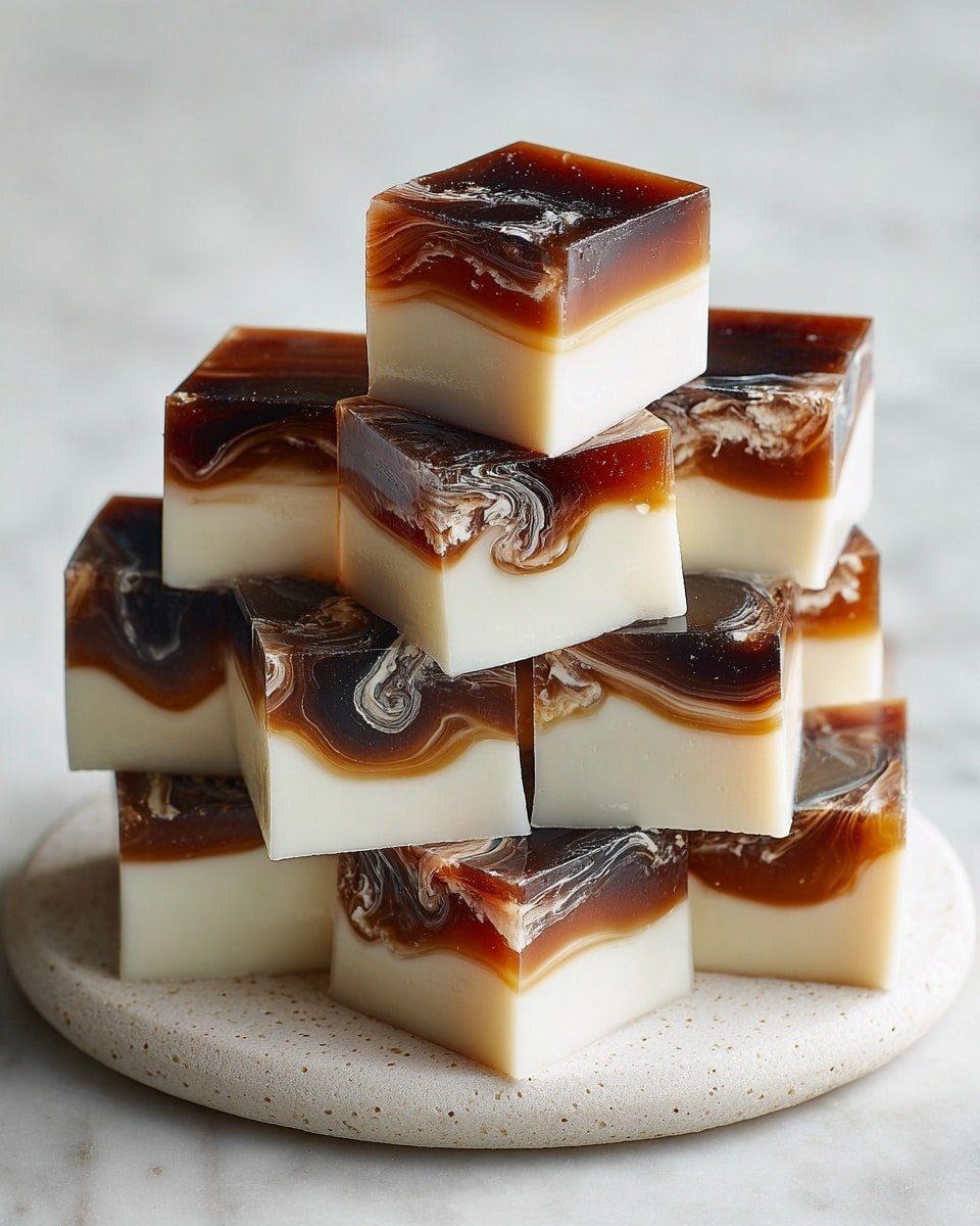 Vietnamese Coffee and Cream Jelly (Thạch Cà Phê) Recipe - Recipe Image — Vietnamese Coffee and Cream Jelly, Thạch Cà Phê recipe, Vietnamese dessert with coffee and coconut, layered coffee jelly recipe, tropical Vietnamese dessert