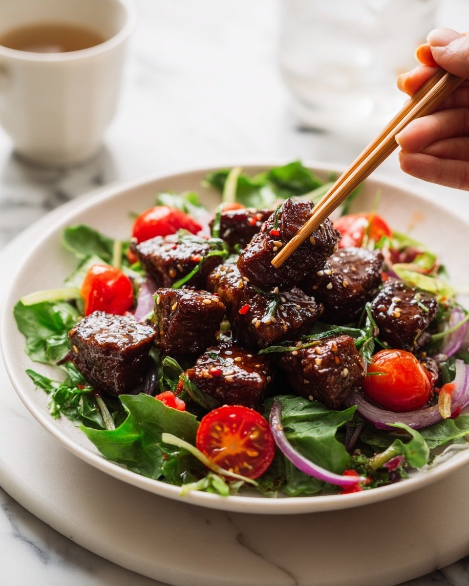 Bo Luc Lac (Vietnamese Shaking Beef) Recipe - Recipe Image — Bo Luc Lac Vietnamese Shaking Beef, Vietnamese Shaking Beef recipe, Vietnamese beef stir-fry, savory Vietnamese beef dish, easy Vietnamese recipes