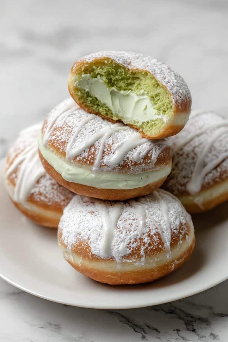 Pistachio Doughnuts with Cream Filling Recipe
