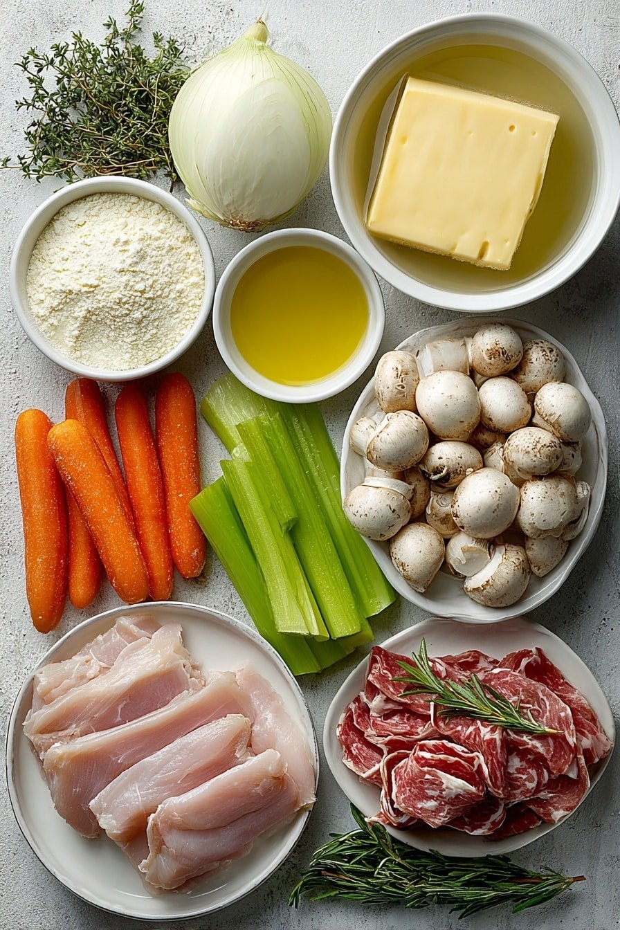 Chicken Cordon Bleu Soup Recipe - Ingredients Image — Chicken Cordon Bleu Soup, Chicken Cordon Bleu Soup recipe, creamy chicken and ham soup, easy comfort soup recipes, cheesy chicken and ham soup