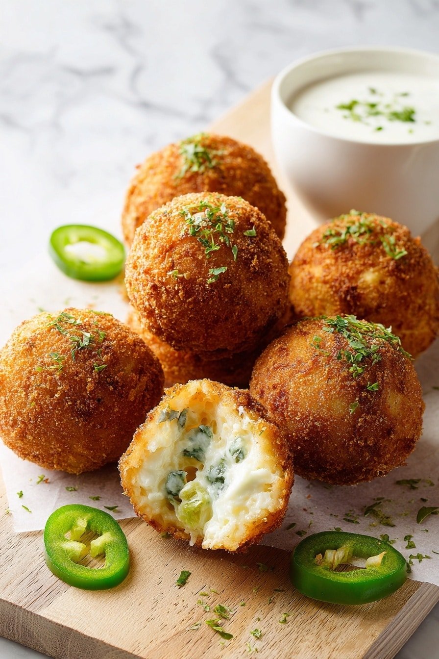 Cheddar Jalapeño Rattlesnake Bites Recipe - Article Image 1 — Cheddar Jalapeño Rattlesnake Bites, spicy cheesy appetizer, easy party snacks, crispy jalapeño bites, cheesy finger foods