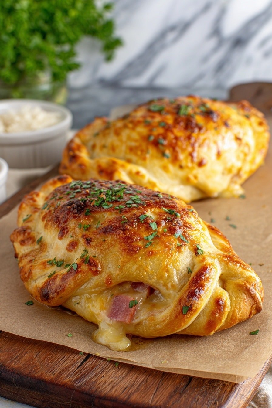 Ham and Cheese Calzones Recipe - Article Image 1 — Ham and Cheese Calzone, Calzones recipe, cheesy calzones, homemade calzones, savory calzones