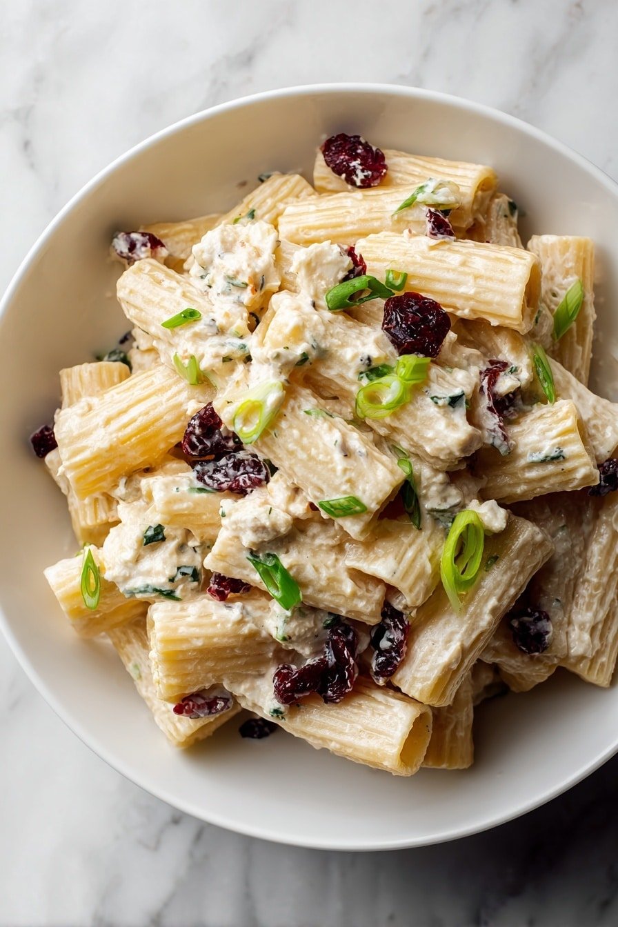Feta Cranberry Rigatoni Salad Recipe - Article Image 1 — Feta Cranberry Rigatoni Salad, pasta salad with feta and cranberries, easy summer pasta salad, healthy pasta salad recipes, refreshing lemon vinaigrette pasta