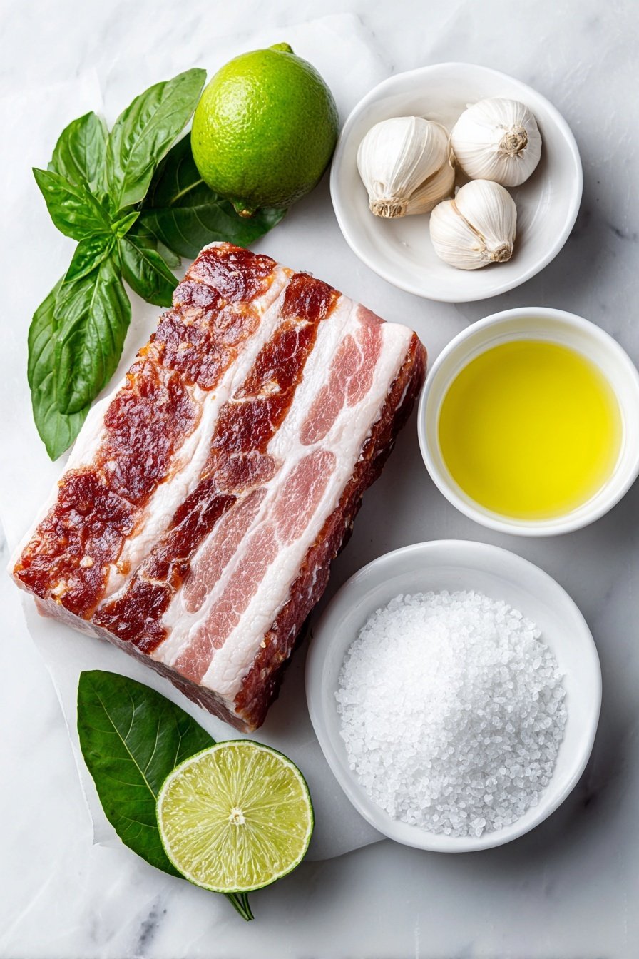 Crispy Pork Belly Chicharrones Recipe - Ingredients Image — Crispy Pork Belly Chicharrones, crispy pork crackling recipe, homemade chicharrones, pork belly snack, crunchy pork belly