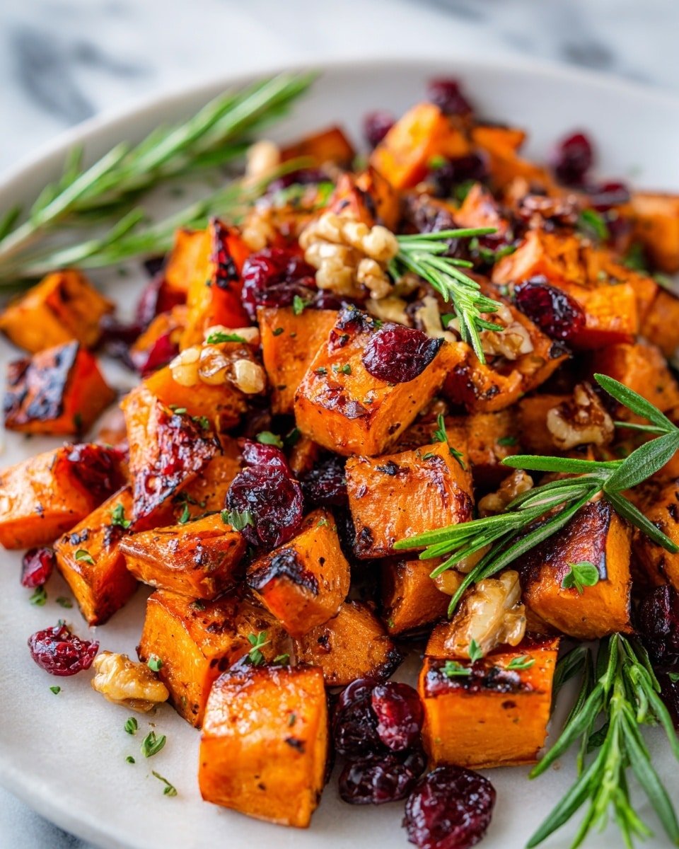 Maple Roasted Sweet Potatoes with Cranberries and Walnuts Recipe - Recipe Image — Maple Roasted Sweet Potatoes with Cranberries and Walnuts, sweet potato side dish recipes, holiday roasted sweet potatoes, easy fall vegetable sides, wholesome sweet potato recipes