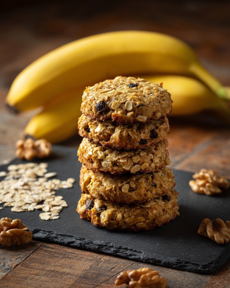 Banana Oatmeal Cookies Recipe - Recipe Image — Banana Oatmeal Cookies, Healthy Banana Cookies, Easy Oatmeal Cookies, Ripe Banana Cookie Recipe, No-Bake Oatmeal Cookies