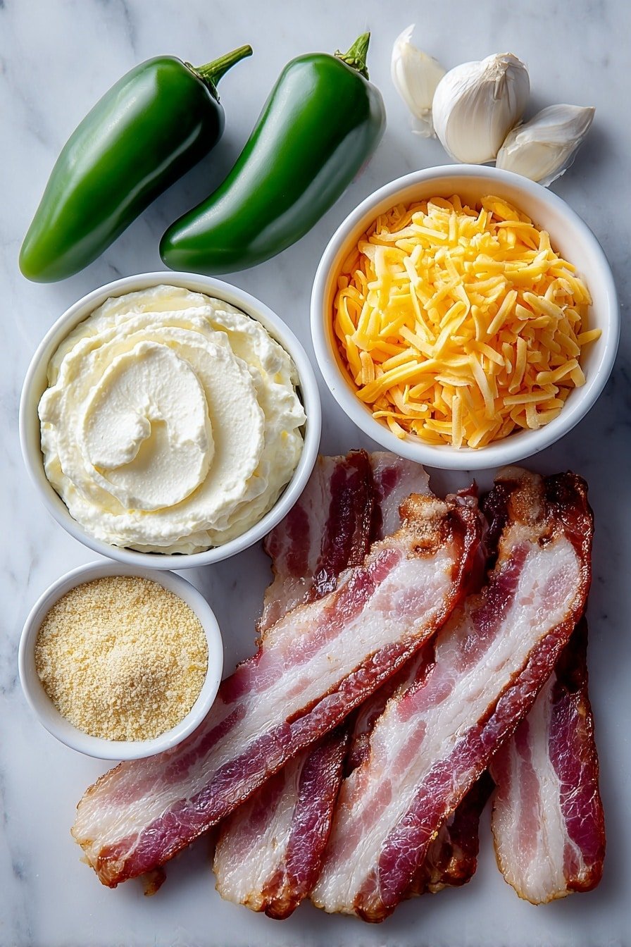 Cheesy Jalapeño Poppers in Air Fryer Recipe - Ingredients Image — Cheesy Jalapeño Poppers, Air Fryer Jalapeño Poppers, Easy Jalapeño Popper Recipe, Spicy Cheese Appetizer, Quick Snack Recipes