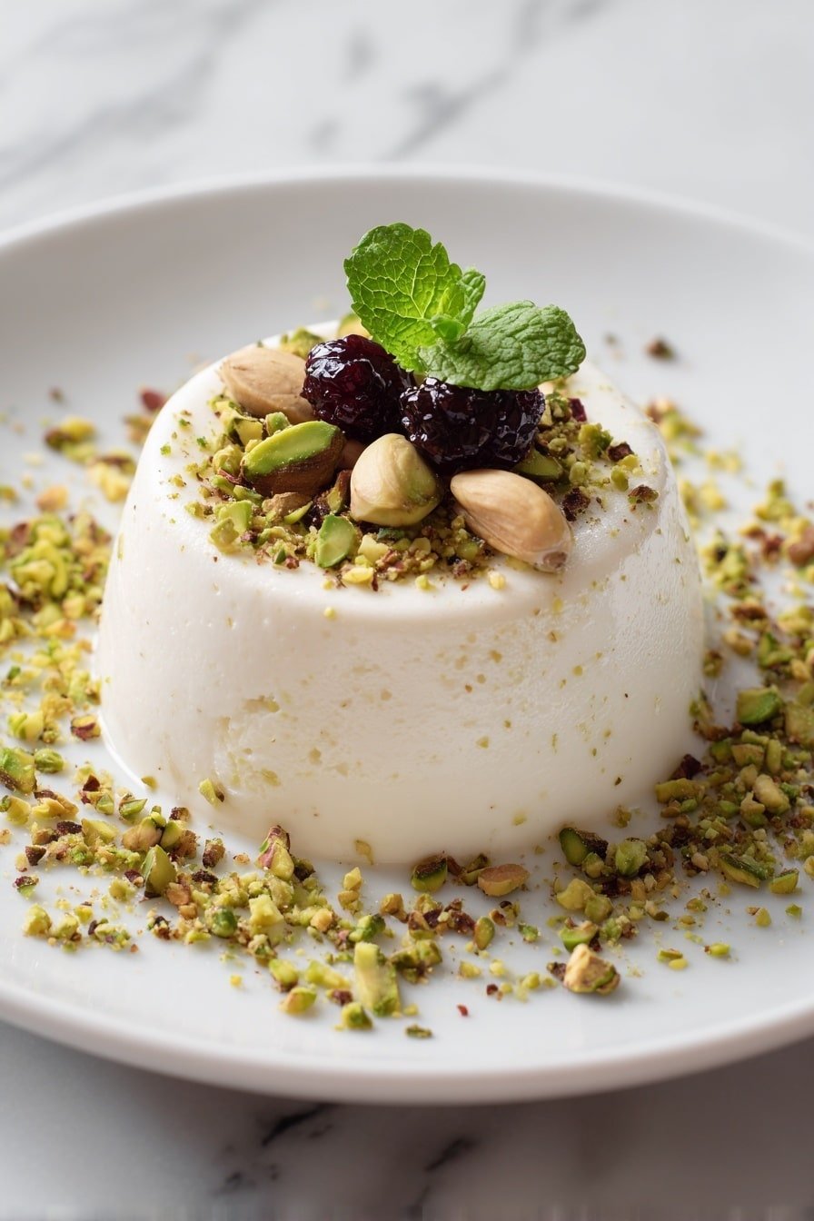 Pistachio Panna Cotta Recipe - Article Image 1 — Pistachio Panna Cotta, pistachio dessert, creamy panna cotta, nutty Italian dessert, easy panna cotta recipe