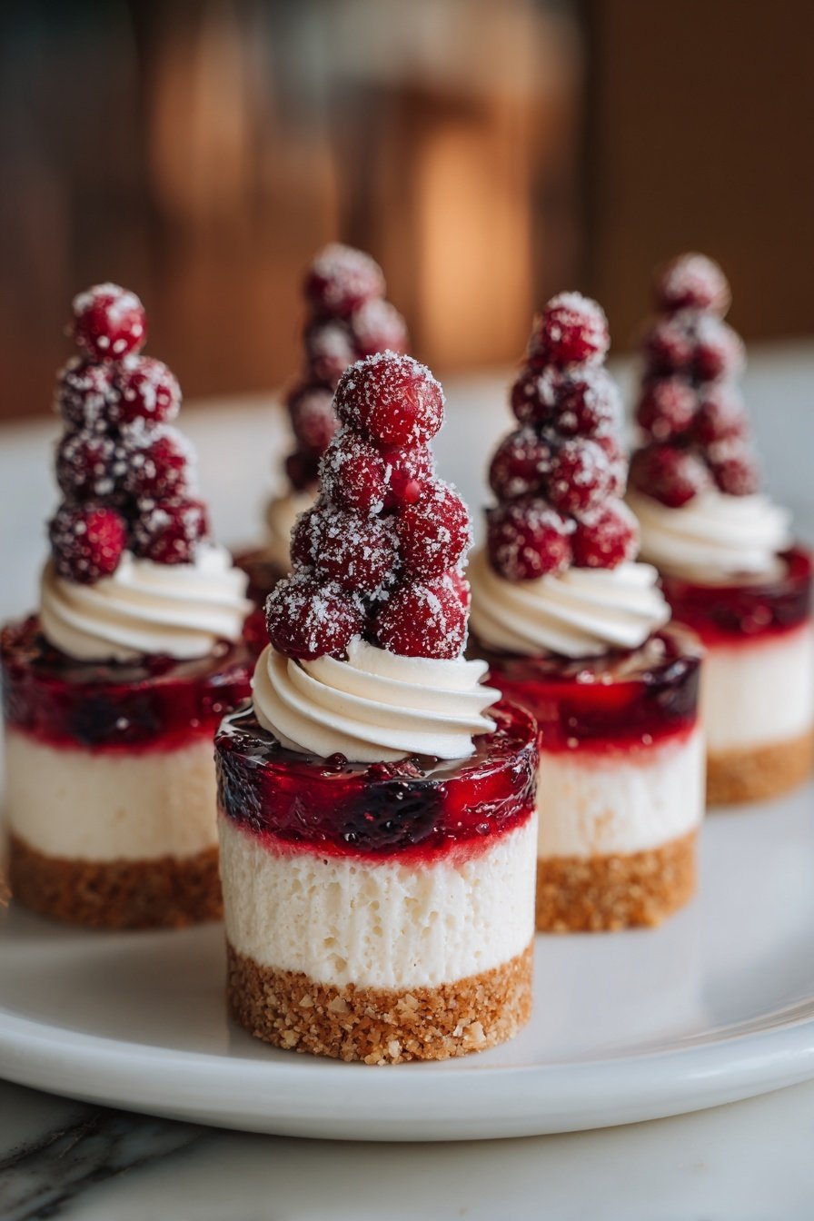 Mini Christmas Tree Cheesecakes Recipe - Article Image 1 — Mini Christmas Tree Cheesecakes, festive holiday cheesecakes, Christmas dessert ideas, bite-sized holiday treats, holiday cheesecake recipes