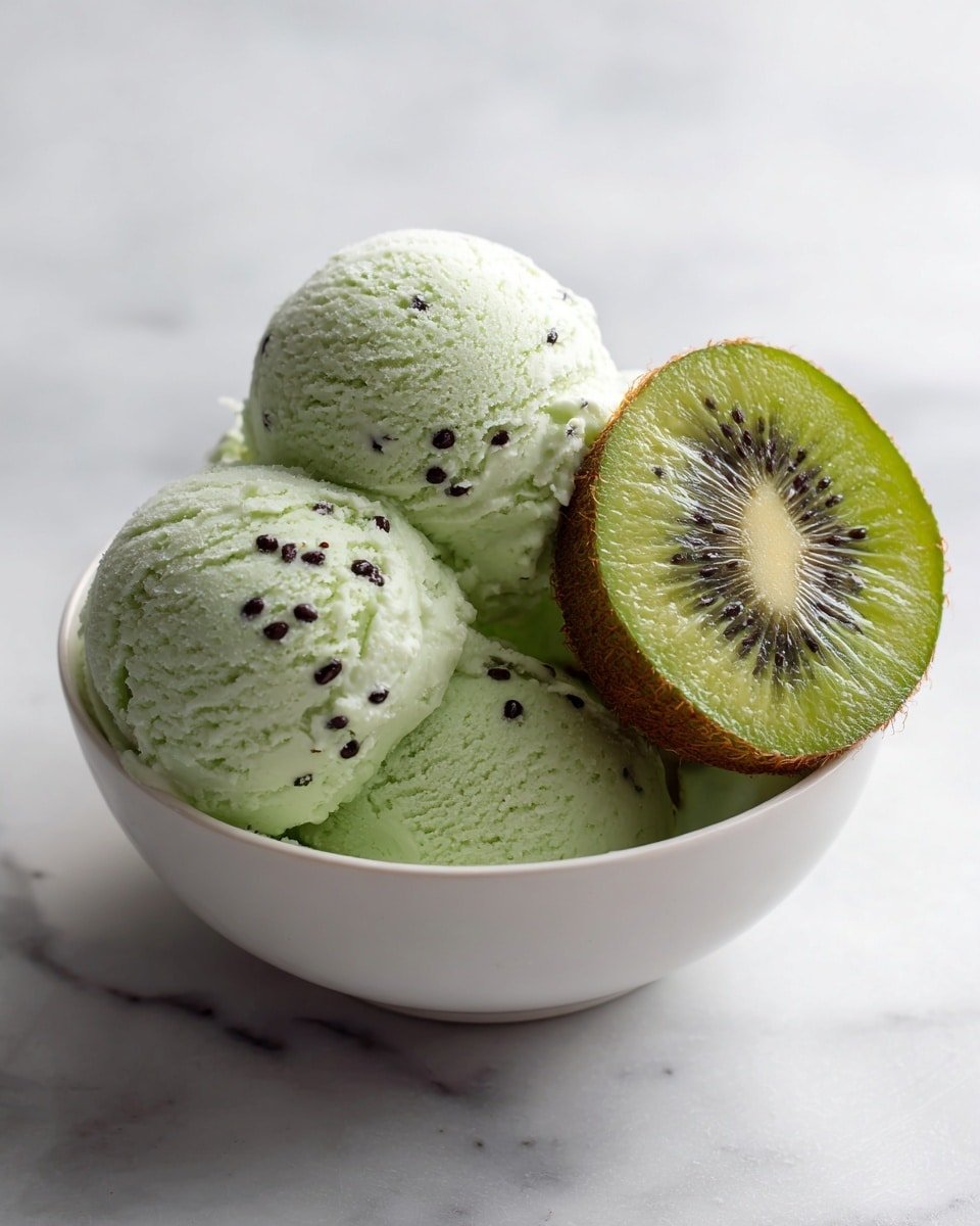Kiwi Sorbet Recipe - Recipe Image — Kiwi Sorbet, refreshing kiwi dessert, homemade sorbet, healthy summer treat, easy fruit sorbet