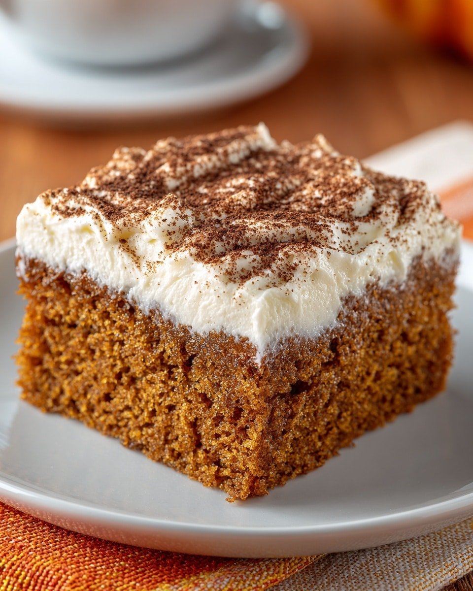 Pumpkin Spice Cake with Cream Cheese Frosting Recipe - Recipe Image — Pumpkin Spice Cake with Cream Cheese Frosting, fall pumpkin cake recipe, pumpkin spice dessert, easy pumpkin spice cake, moist pumpkin cake with frosting