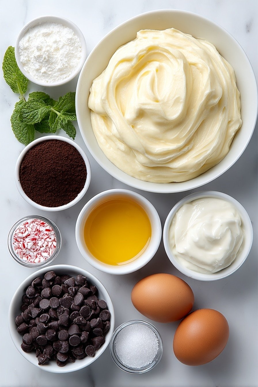 Peppermint Chocolate Greek Yogurt Dessert Recipe - Ingredients Image — Peppermint Chocolate Greek Yogurt Dessert, healthy peppermint chocolate dessert, Greek yogurt peppermint treat, easy holiday yogurt dessert, refreshing chocolate mint dessert