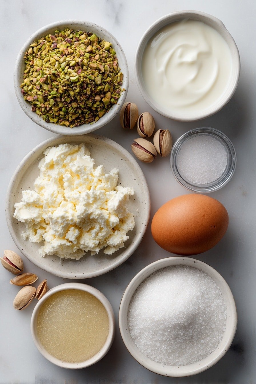 Pistachio Panna Cotta Recipe - Ingredients Image — Pistachio Panna Cotta, pistachio dessert, creamy panna cotta, nutty Italian dessert, easy panna cotta recipe