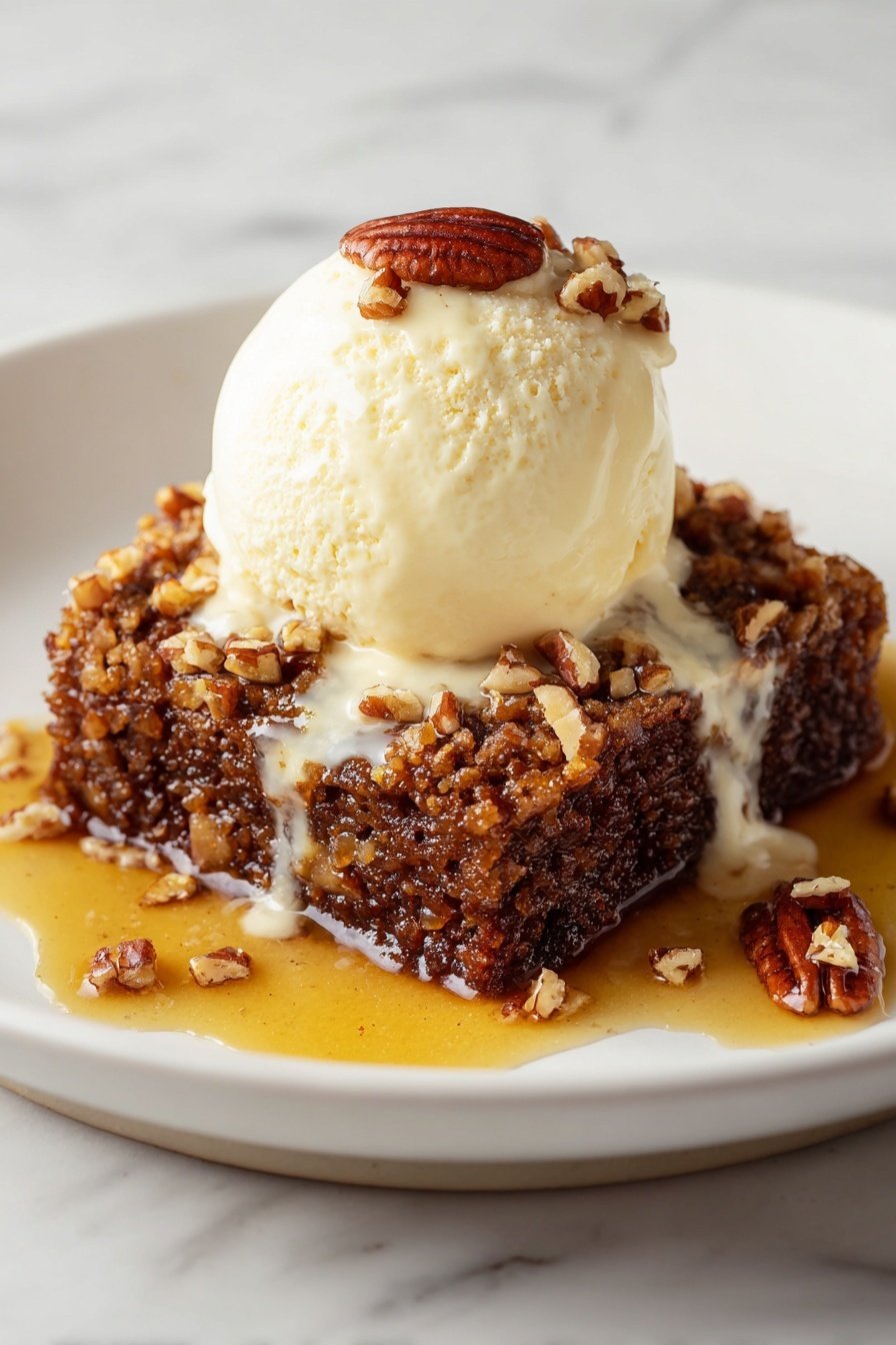 Pecan Pie Cobbler Recipe - Article Image 1 — Pecan Pie Cobbler, easy pecan dessert, warm autumn dessert, caramel pecan cobbler, best pecan cobbler