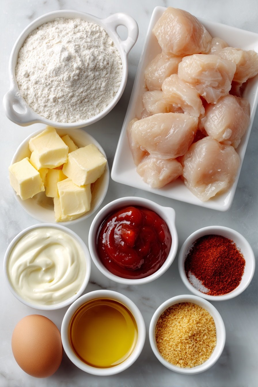 Bang Bang Chicken Recipe - Ingredients Image — Bang Bang Chicken, crispy chicken with spicy sauce, homemade Asian chicken dish, quick chicken dinner recipe, flavorful fried chicken