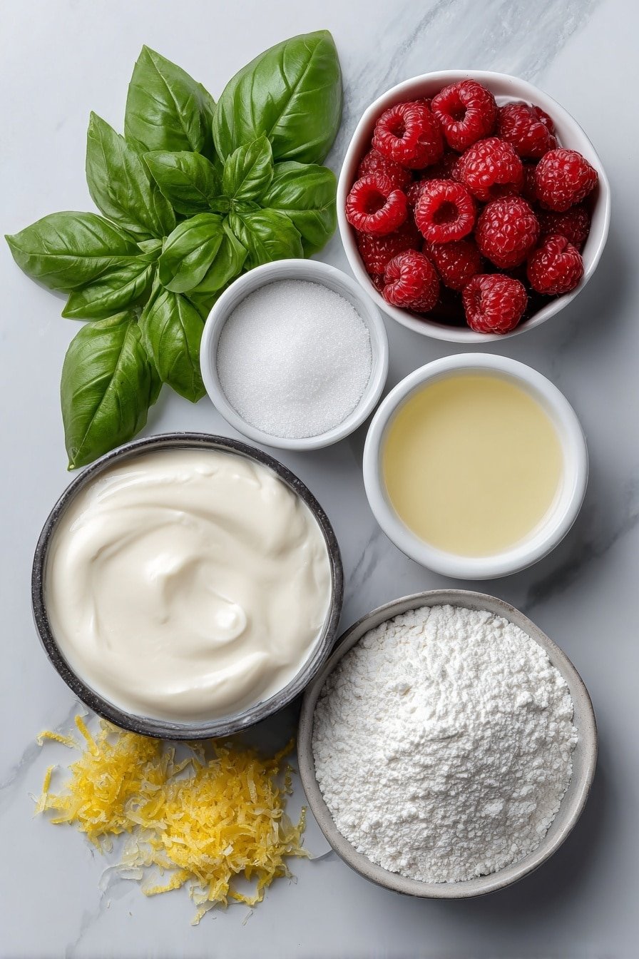 Lemon Basil Panna Cotta Recipe - Ingredients Image — Lemon Basil Panna Cotta, Lemon Basil dessert, Basil infused panna cotta, Easy panna cotta recipe, Elegant citrus dessert