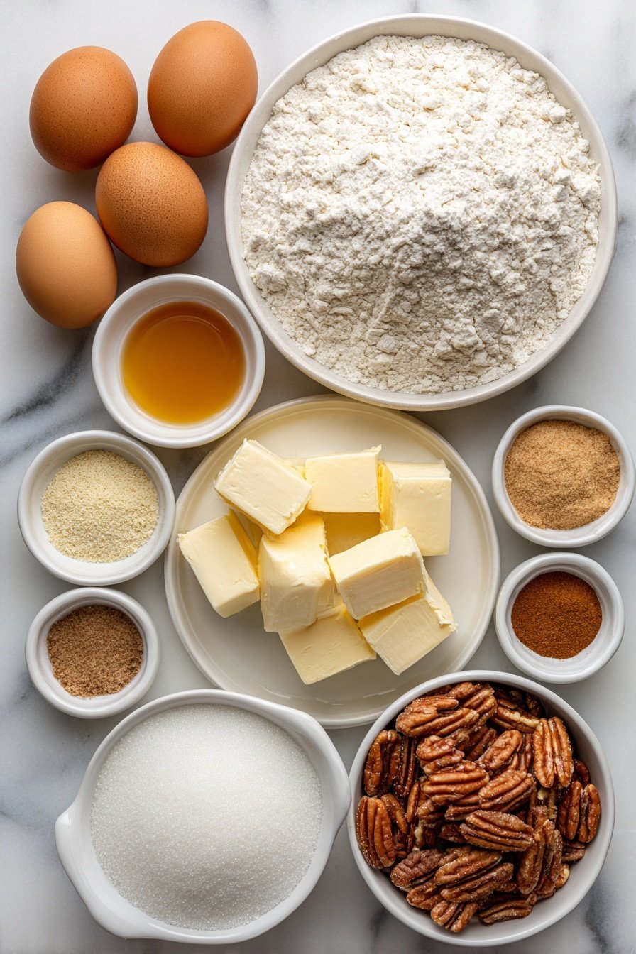 Pecan Pie Cobbler Recipe - Ingredients Image — Pecan Pie Cobbler, easy pecan dessert, warm autumn dessert, caramel pecan cobbler, best pecan cobbler