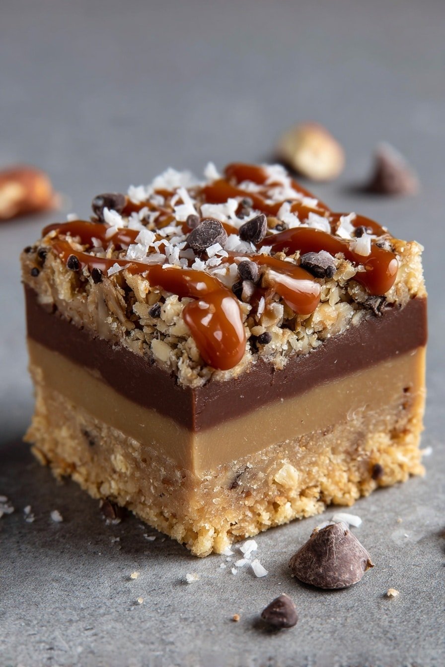 Loaded Caramel Cookie Bars Recipe - Article Image 1 — Loaded Caramel Cookie Bars, caramel cookie bars, easy caramel dessert, chewy cookie bars, caramel and coconut bars