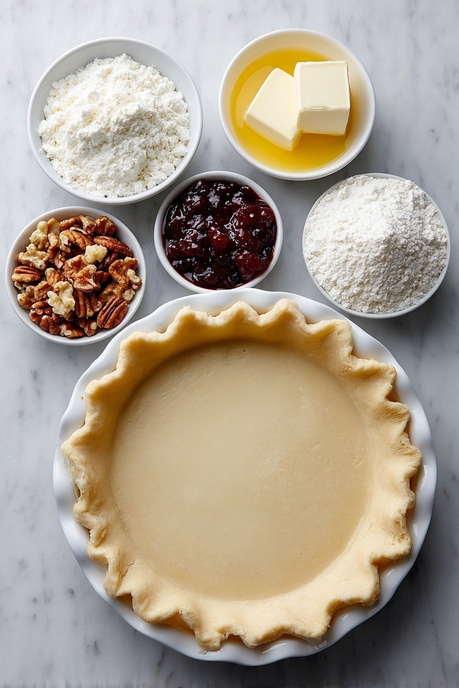 Cranberry Cream Cheese Crumb Pie Recipe - Ingredients Image — Cranberry Cream Cheese Crumb Pie, cranberry pie recipes, easy holiday desserts, festive fruit pie, creamy cranberry dessert