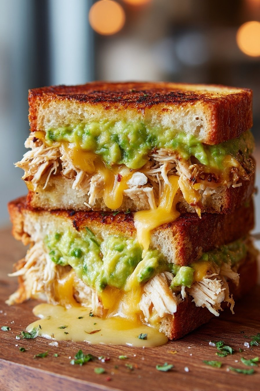 Chicken Avocado Melt Sandwich Recipe - Article Image 1 — Chicken Avocado Melt Sandwich, chicken avocado sandwich recipe, easy grilled chicken sandwich, stuffed avocado sandwich, quick lunch ideas with chicken and avocado