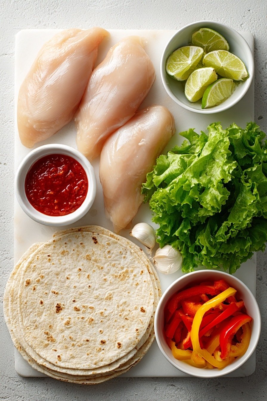 Sweet Chili Chicken Wraps Recipe - Ingredients Image — Sweet Chili Chicken Wraps, easy chicken wraps, healthy wraps with chili sauce, quick chicken dinner, flavorful lunch wraps
