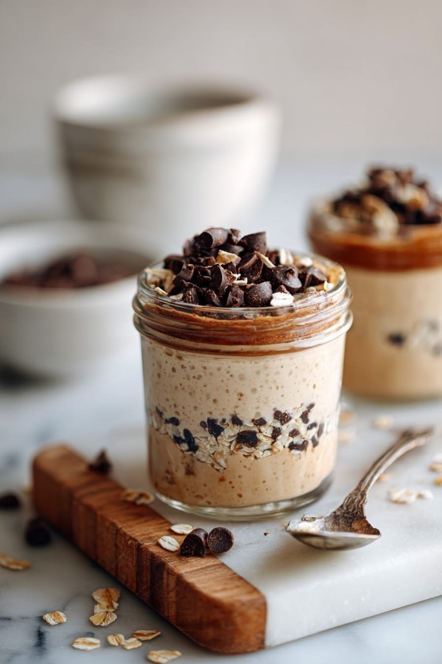 High-Protein Cookie Dough Overnight Oats Recipe - Article Image 2 — High-Protein Cookie Dough Overnight Oats, healthy overnight oats with cookie dough flavor, protein-packed breakfast oats, easy overnight oats with chocolate chips, quick nutritious morning oats