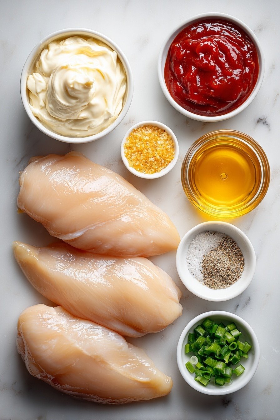 Bang Bang Chicken Bake Recipe - Ingredients Image — Bang Bang Chicken Bake, easy chicken bake recipe, quick dinner ideas, spicy chicken casserole, flavorful baked chicken