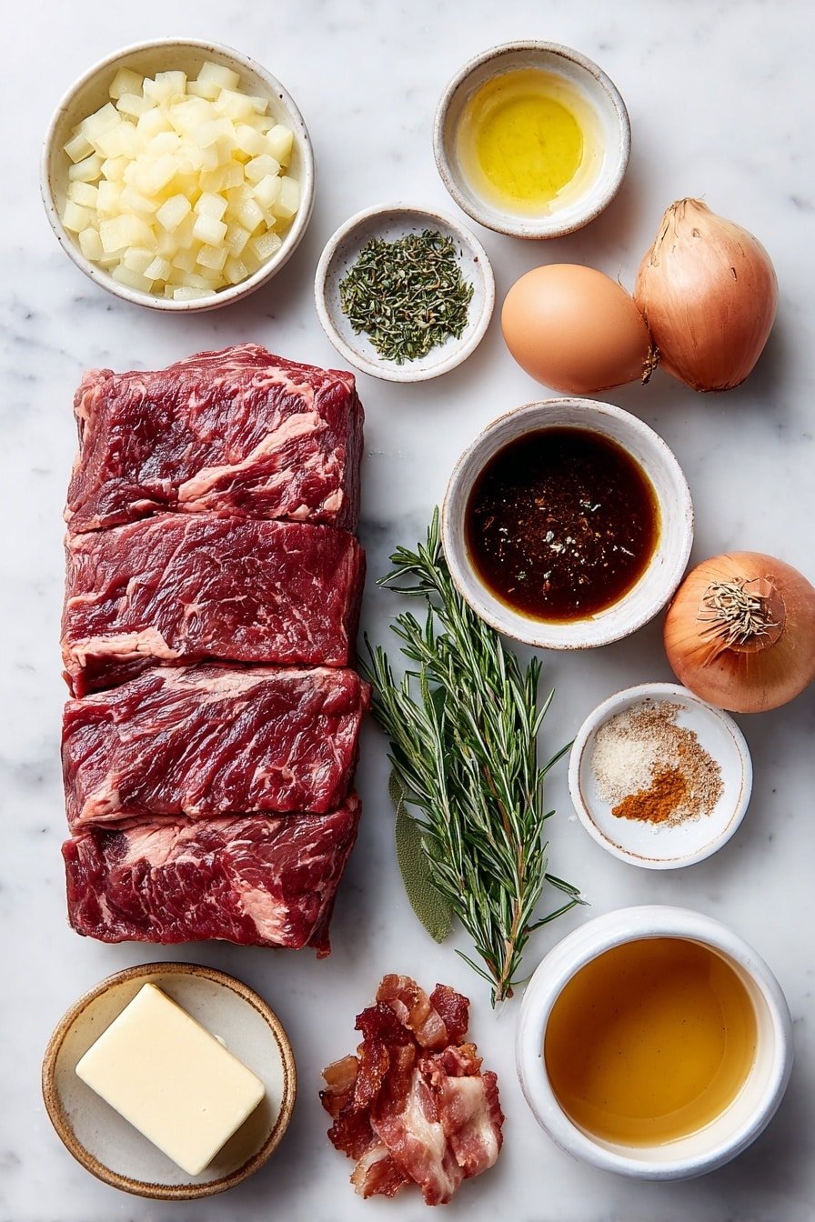 Stuffed Beef Tenderloin with Apple Bourbon Gravy Recipe - Ingredients Image — Stuffed Beef Tenderloin with Apple Bourbon Gravy, beef tenderloin stuffed with apple and herb filling, easy elegant dinner recipes, holiday beef main dish, flavorful beef tenderloin recipe