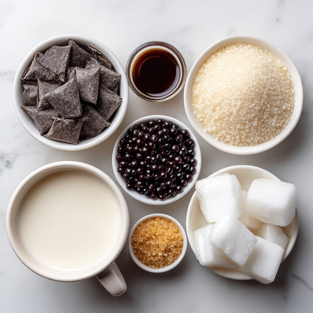 Sweet Black Bubble Tea Recipe - Ingredients Image — Sweet Black Bubble Tea, homemade bubble tea, black tea with tapioca pearls, DIY bubble tea, cozy tea drinks