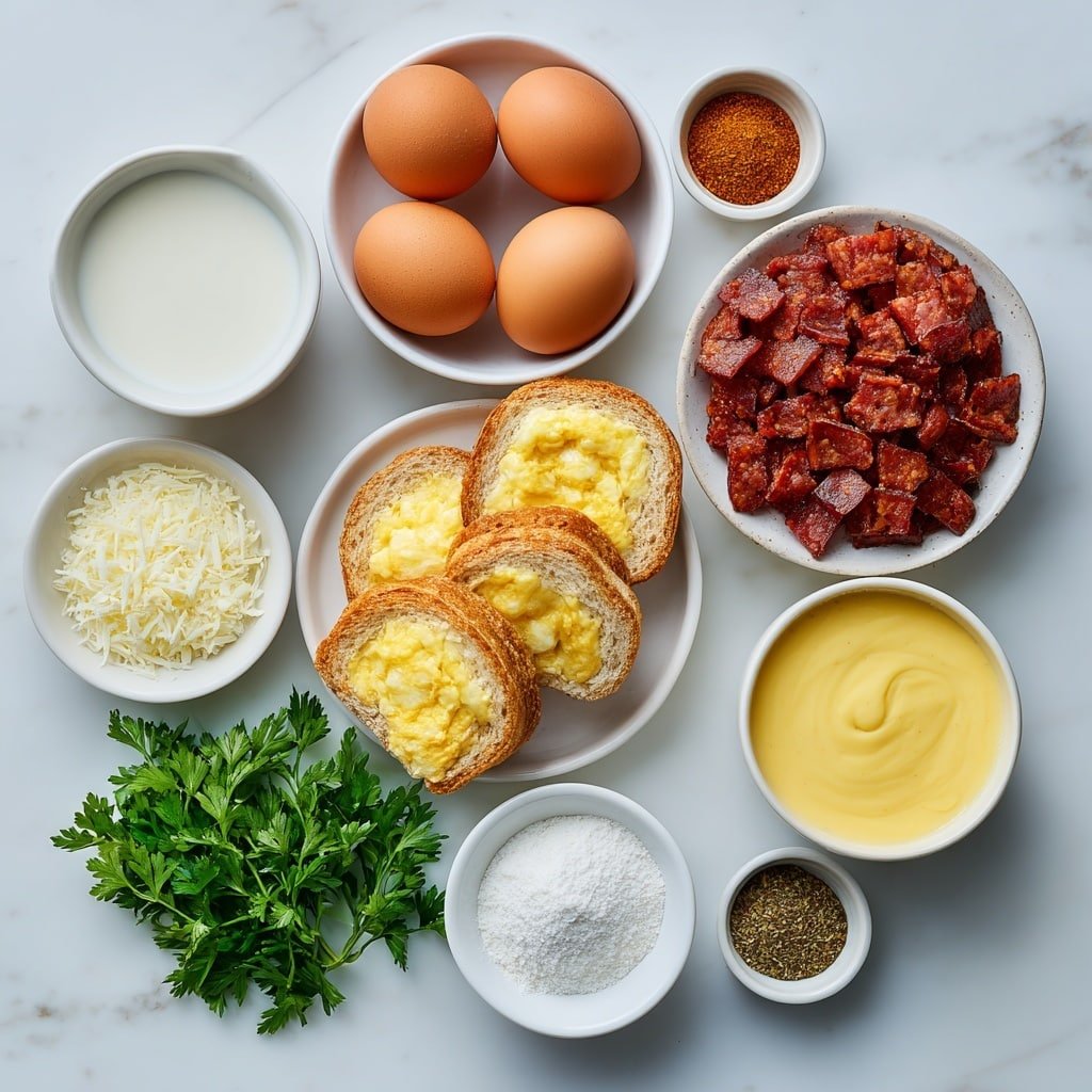 Eggs Benedict Casserole Bake Recipe - Ingredients Image — Eggs Benedict Casserole Bake, brunch casserole recipe, easy eggs Benedict casserole, make-ahead brunch dish, baked eggs Benedict