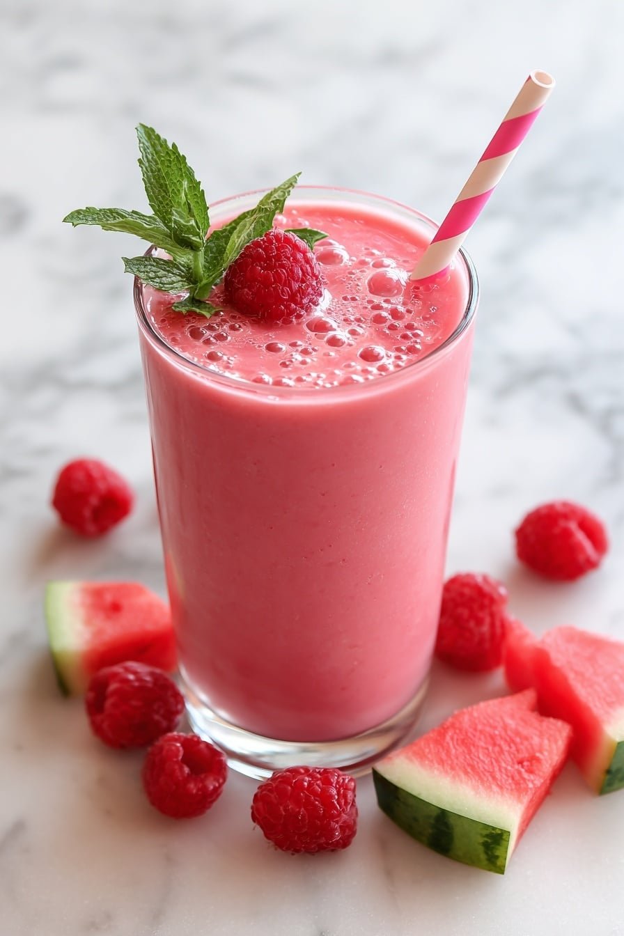 Watermelon Raspberry Smoothie Recipe - Article Image 2 — Watermelon Raspberry Smoothie, healthy fruit smoothie, summer smoothie recipes, easy smoothie recipes, refreshing berry drink