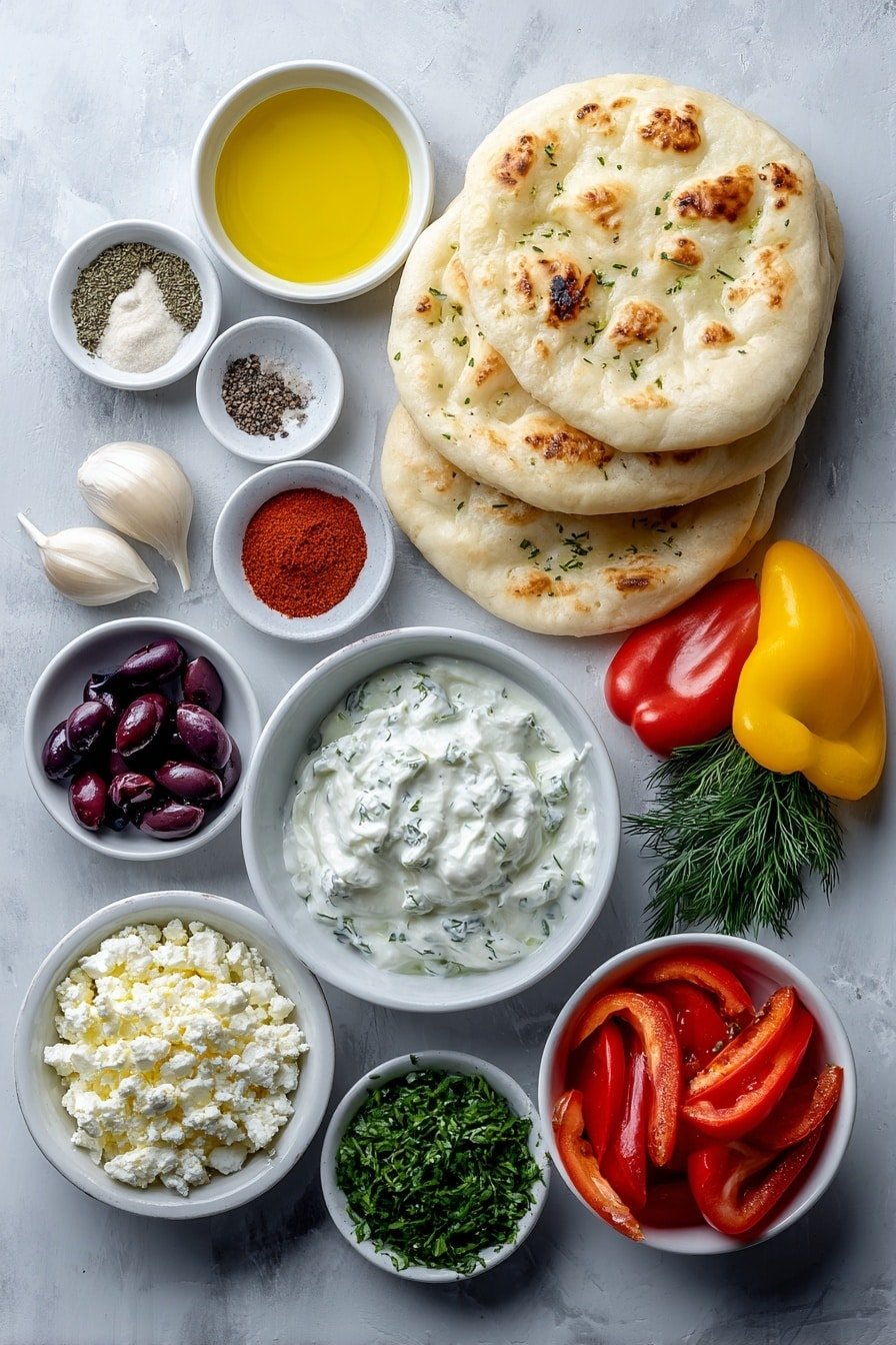 Sheet Pan Chicken Pitas with Tzatziki Recipe - Ingredients Image — Sheet Pan Chicken Pitas with Tzatziki, Mediterranean chicken pita, easy Greek chicken dinner, quick pita meal, healthy roasted chicken pita