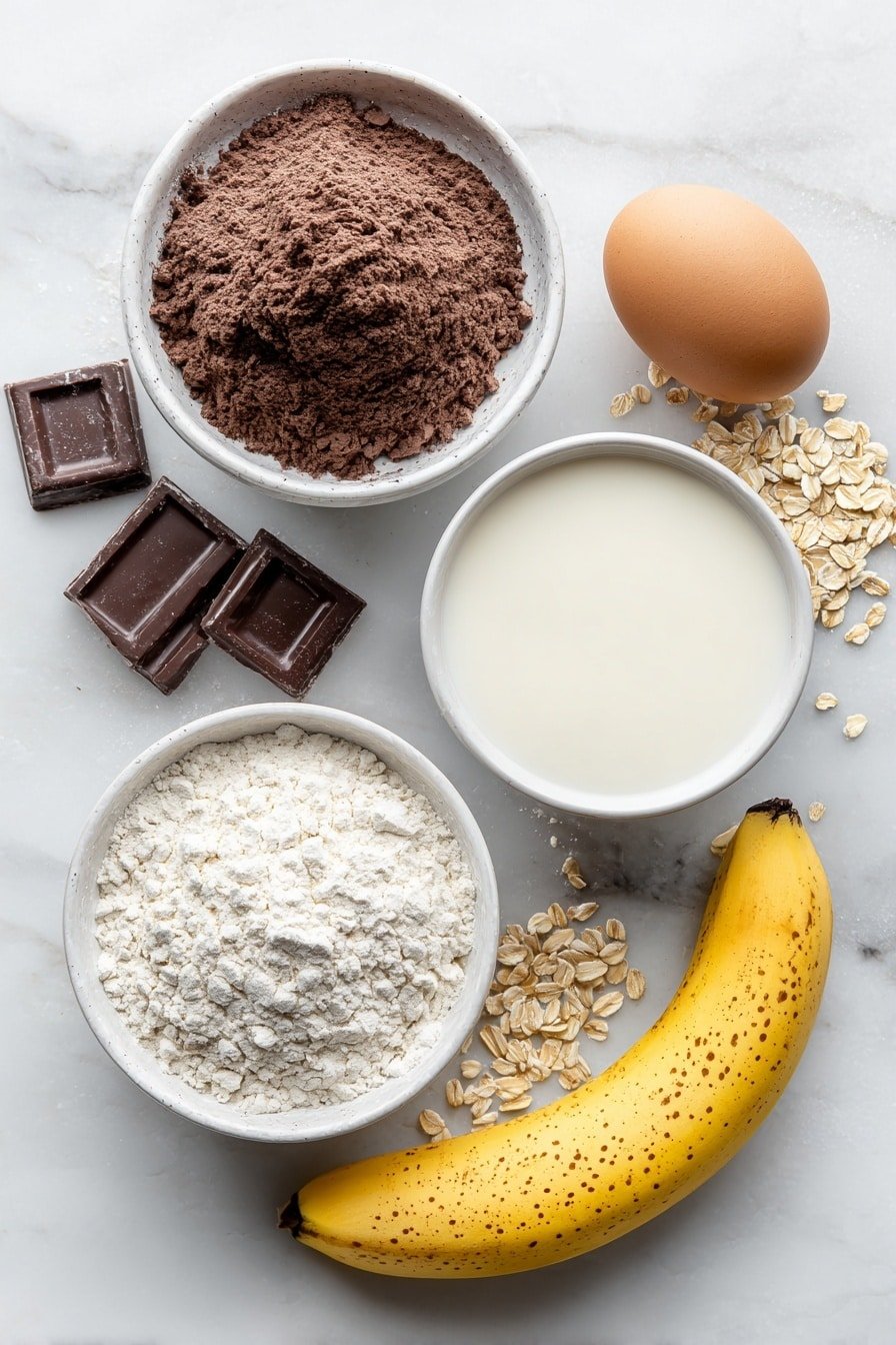 Easy Chocolate Protein Pancakes Recipe - Ingredients Image — Easy Chocolate Protein Pancakes, healthy breakfast, quick pancake recipe, high-protein pancakes, chocolate banana pancakes