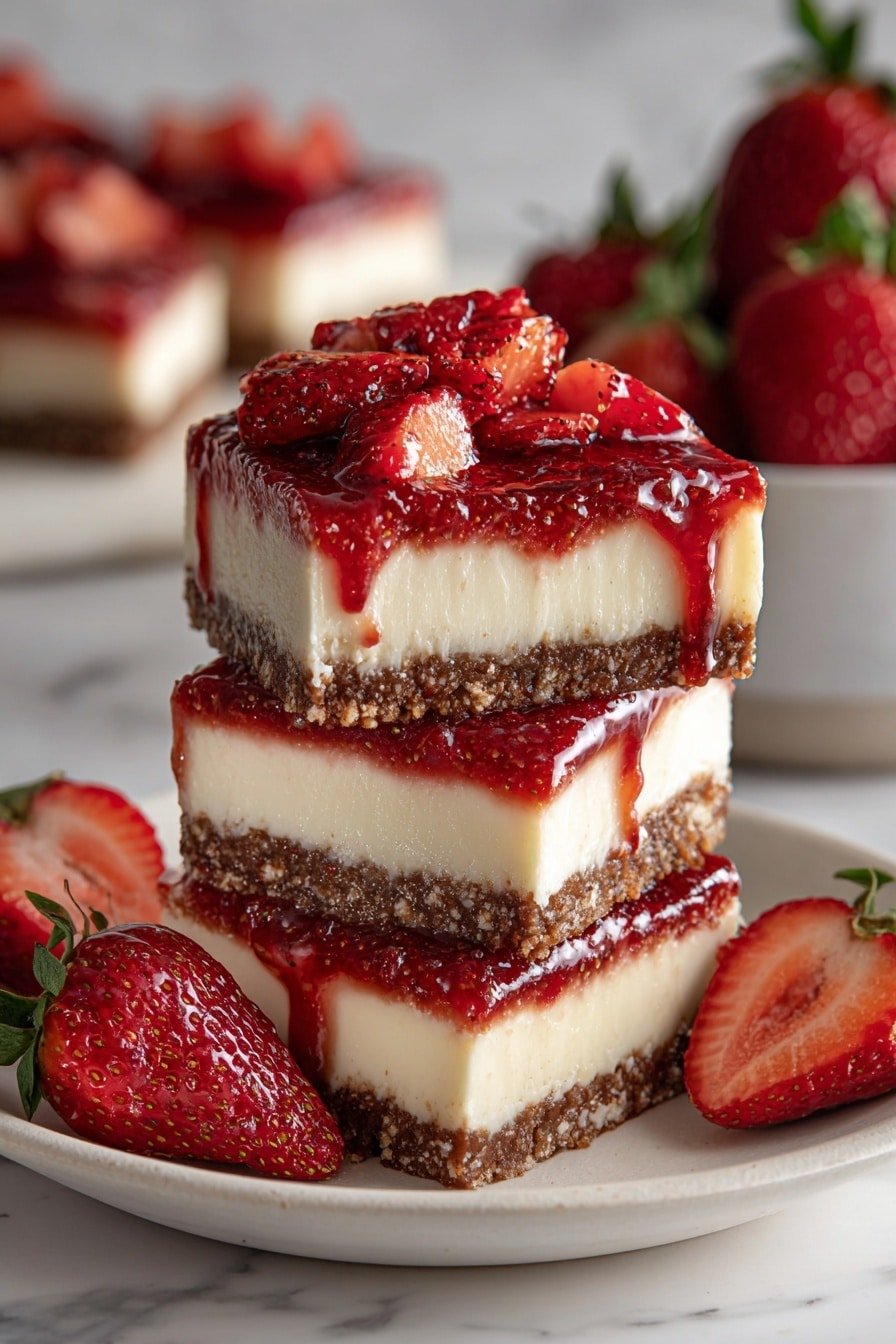 Keto Strawberry Cheesecake Bars Recipe - Article Image 1 — Keto Strawberry Cheesecake Bars, low-carb strawberry cheesecake, sugar-free cheesecake bars, keto dessert recipes, healthy strawberry dessert