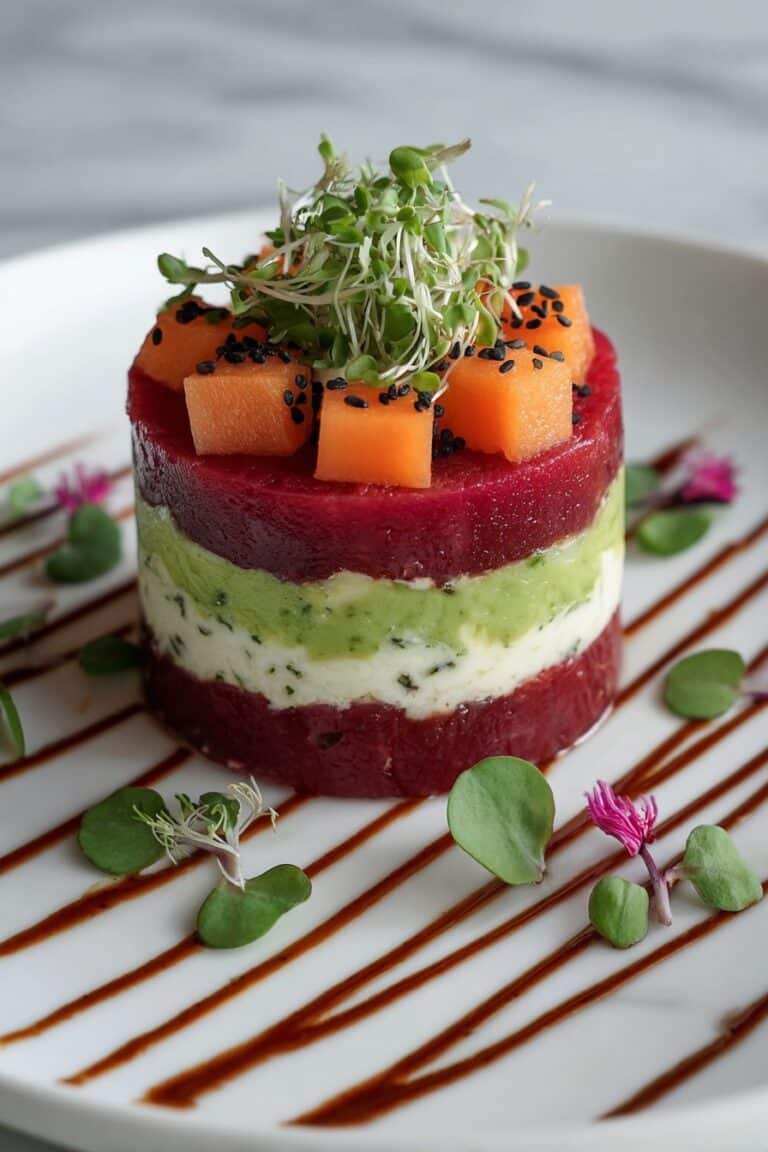 Beet Mango Avocado Tartare Stack Recipe
